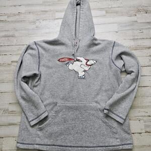 90s Coca Cola Hoodie Sweatshirt Womens MED Gray Polar Bear Skating Coke Pullover